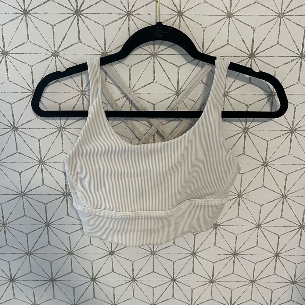 Lululemon Energy Bra White Longline Ribbed